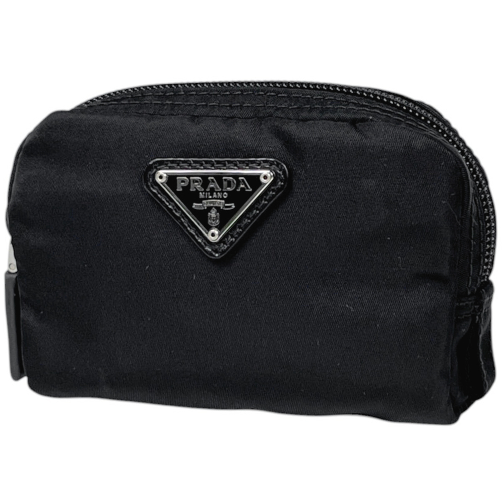 Prada PRADA Bag/Cosmetic Pouch Logo Plate Nylon Nero (Black) 1N0339 Women's